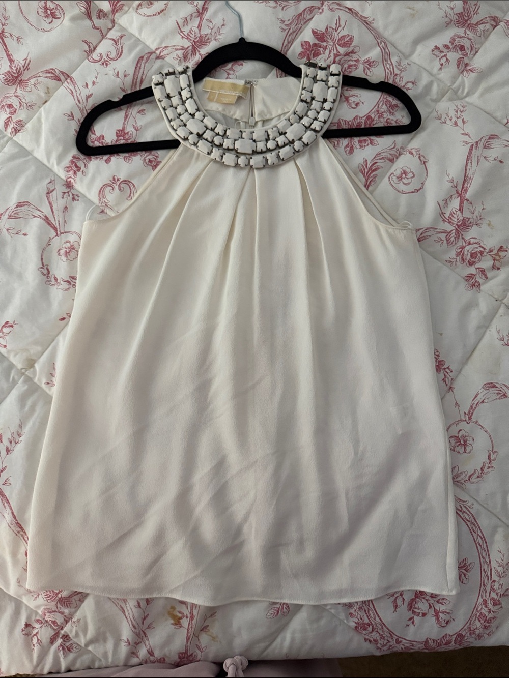 Michael Kors Ivory Beaded Halter Camisole